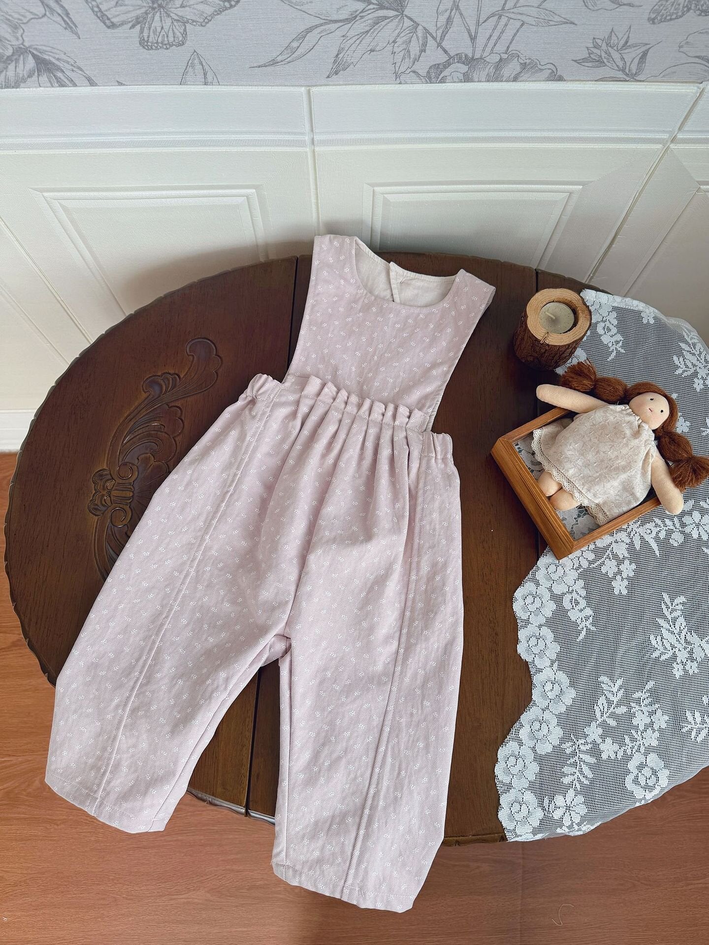 Floral Twill Suspender Romper 花柄 ツイル サスペンダー ロンパース【mh0012154】