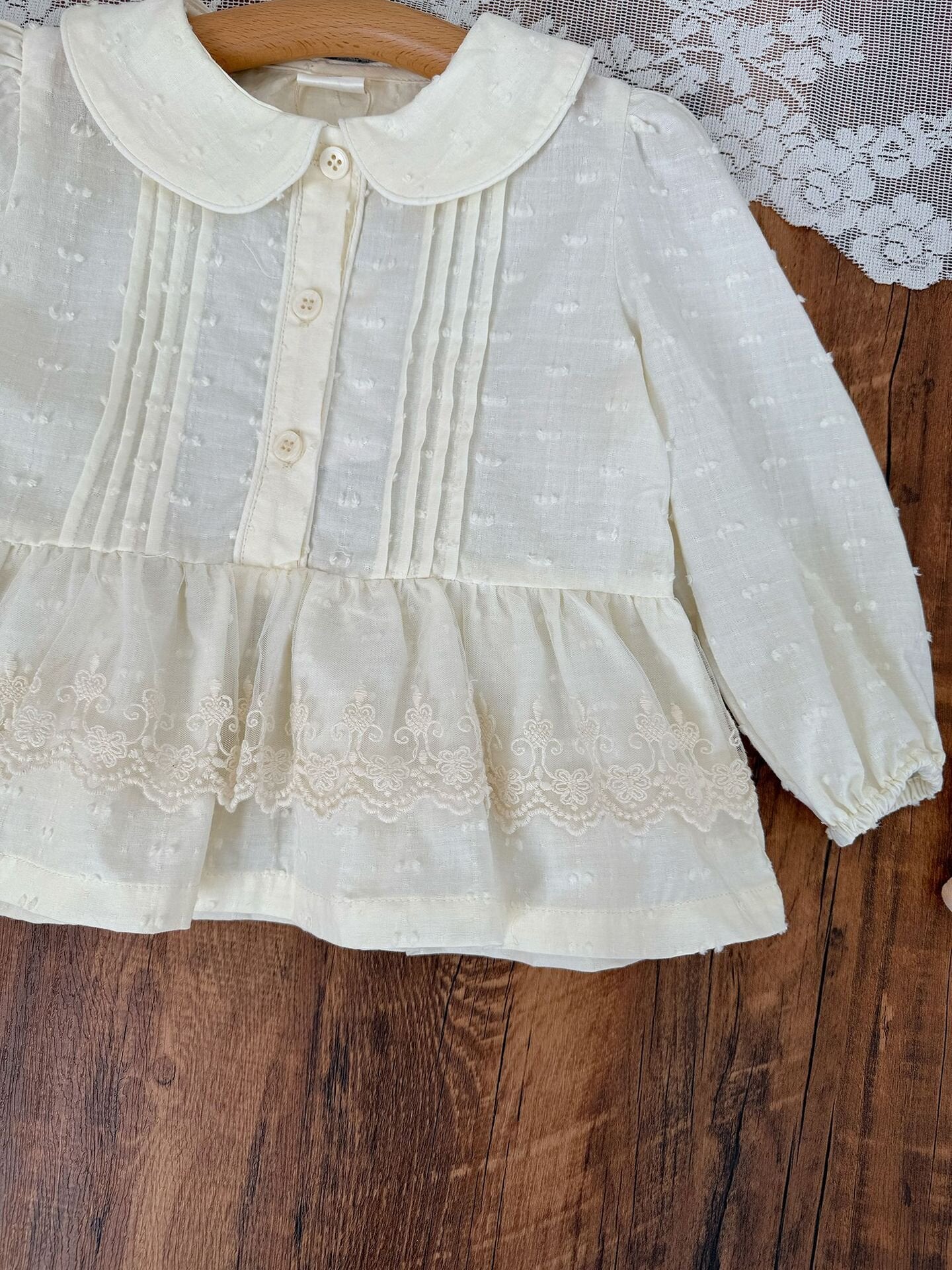 Lace Floral Doll Shirt レース付花柄ドールブラウス【mh0012115】