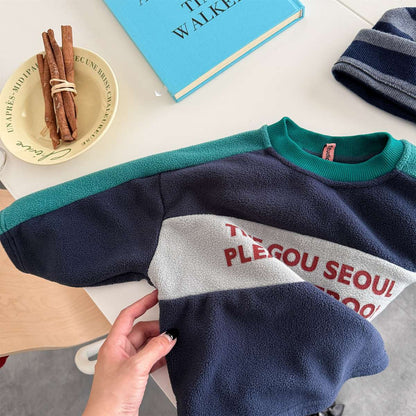 -長袖フリース ラグラン袖 プリントロゴ クルーネック トップス【mh0011426】 - mamahalo shop - 長袖Tシャツ -  べビー服 - 子供服 - 男の子 - 女の子