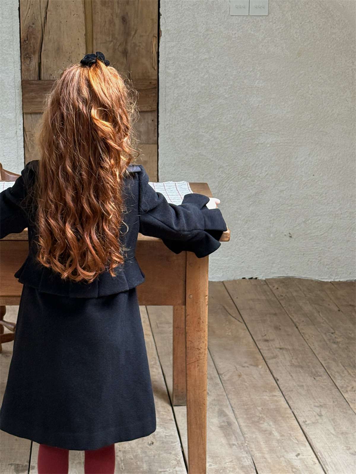 -ミドル丈コート ショルダーリボン フレアベルスリーブ プレッピーアウター【mh0011443】 - mamahalo shop - ロングコート -  べビー服 - 子供服 - 男の子 - 女の子