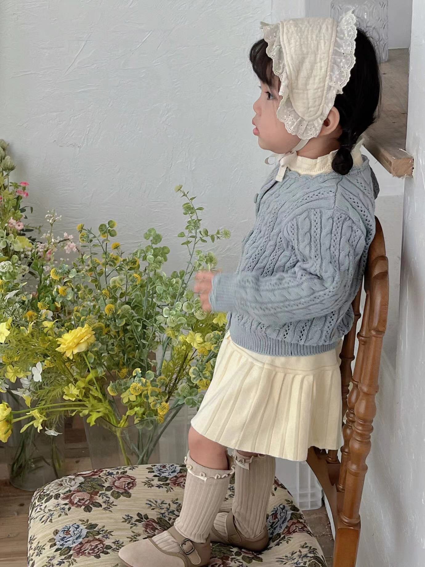 Crochet Style Knit Cardigan クロシェ風 透かし編み ニット カーディガン【mh0012160】