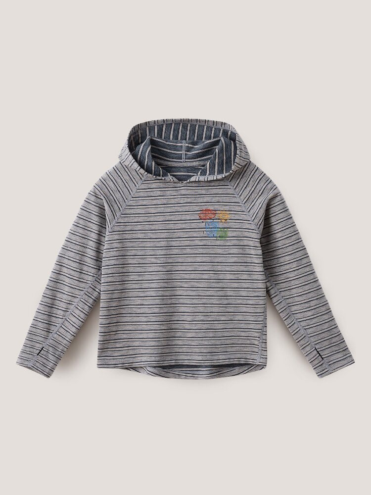 キッズ ジュニア ボーダー フード付き 長袖Tシャツ【mh0014253】