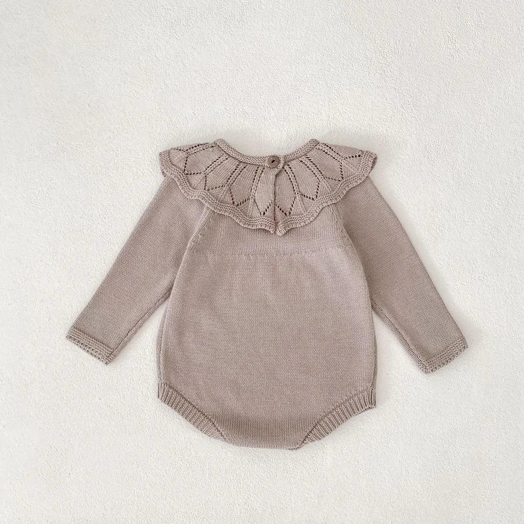 -ラッフルレースニット襟長袖ロンパース【mh0011077】 - mamahalo shop - 長袖ロンパース -  べビー服 - 子供服 - 男の子 - 女の子