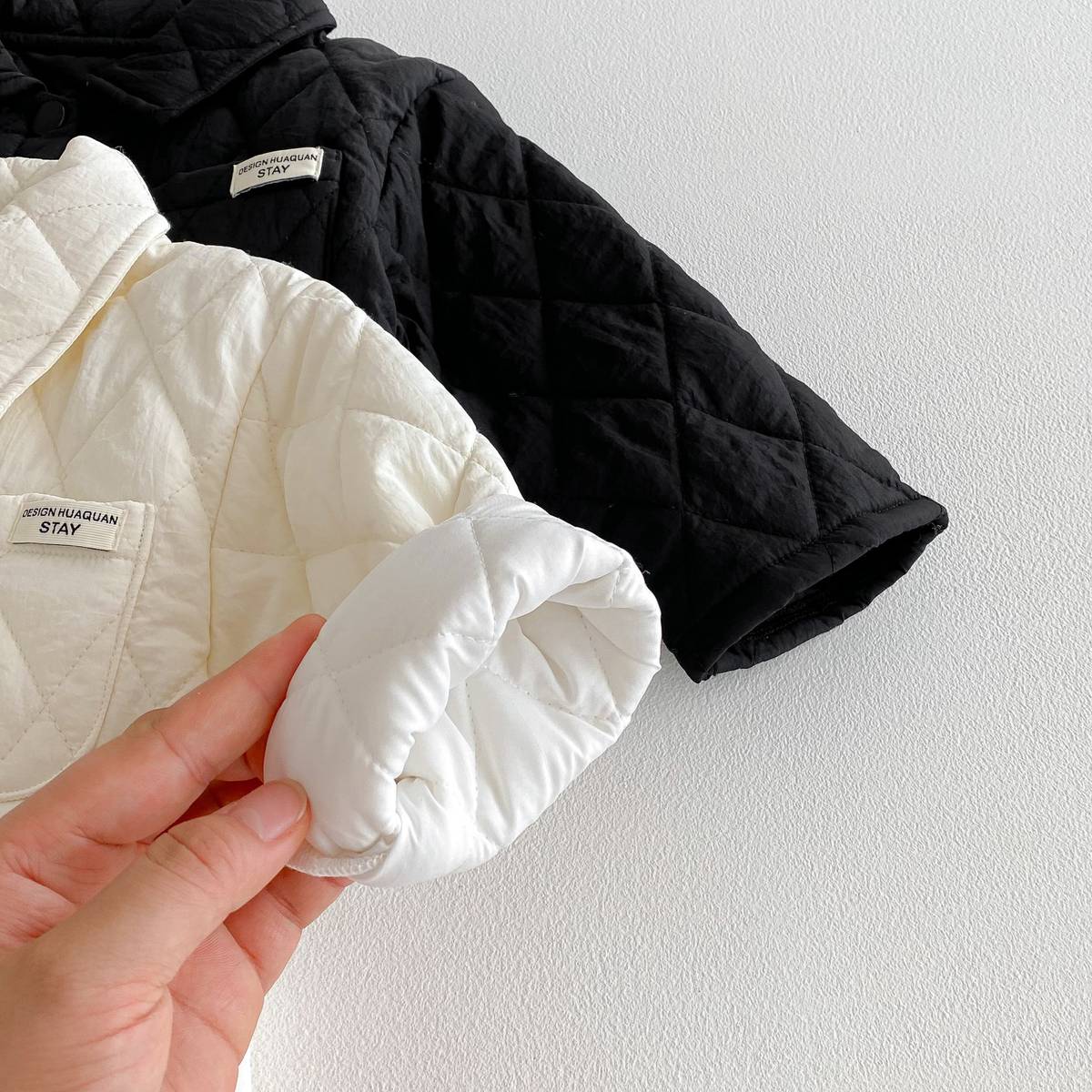 -長袖キルティングジャケット+パンツ セットアップ 2点セット 防寒 中綿ダイヤ柄【mh0011387】 - mamahalo shop - 長袖セットアップ -  べビー服 - 子供服 - 男の子 - 女の子