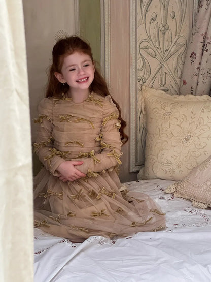 -ベロアリボンチュールロングドレスワンピース【mh0011210】 - mamahalo shop - 長袖ワンピース -  べビー服 - 子供服 - 男の子 - 女の子