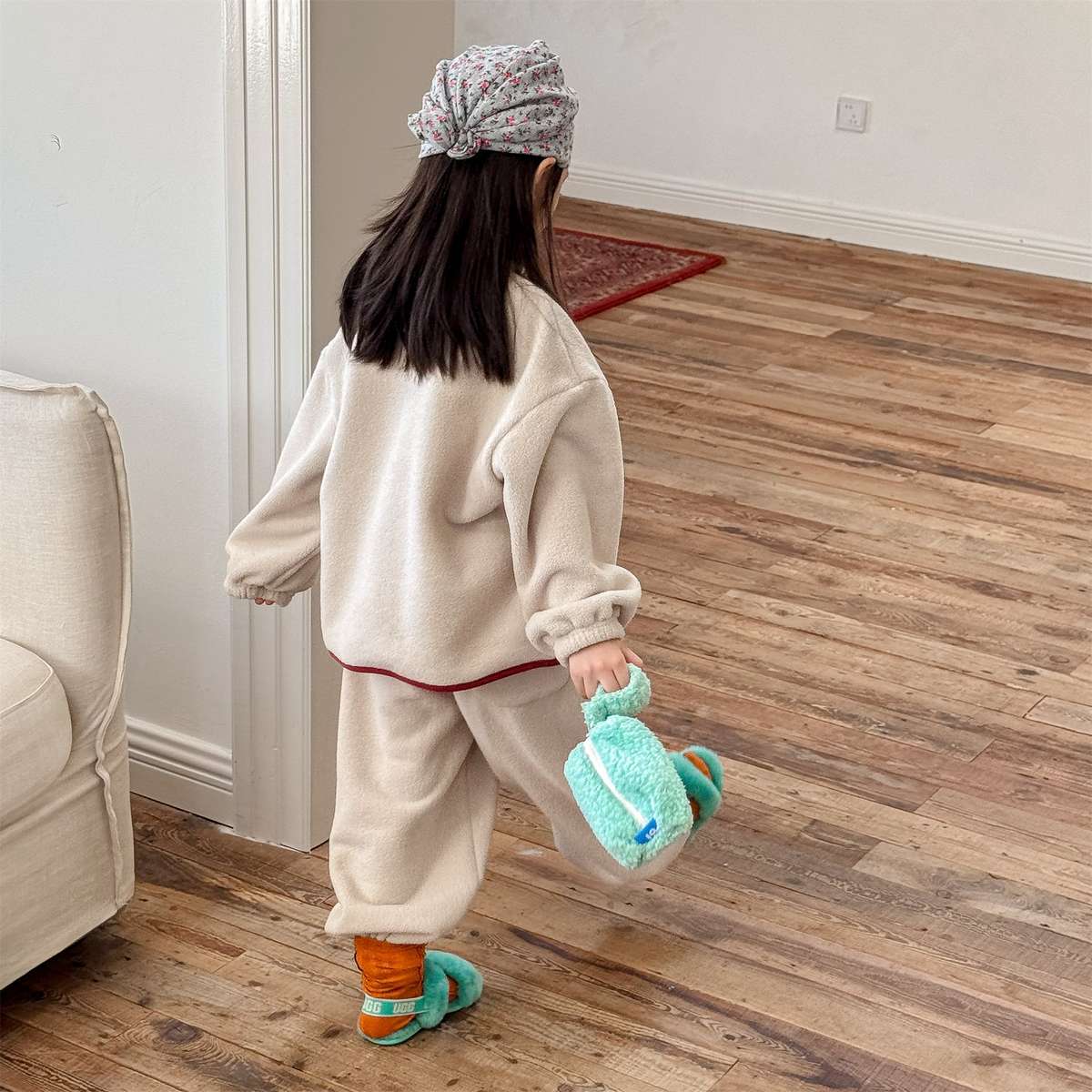 長袖フリースジャケット+ロングパンツ 2点セット もこもこセットアップ【mh0011434】