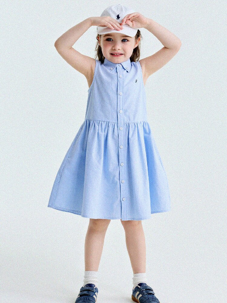 Button-Down Shirt Dress ポロカラー ノースリーブワンピース【mh0013180】