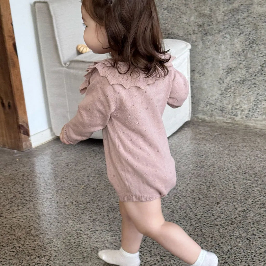 -ビッグカラーリボン付きニットロンパース【mh0011149】 - mamahalo shop - 長袖ロンパース -  べビー服 - 子供服 - 男の子 - 女の子