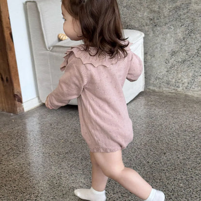 -ビッグカラーリボン付きニットロンパース【mh0011149】 - mamahalo shop - 長袖ロンパース -  べビー服 - 子供服 - 男の子 - 女の子