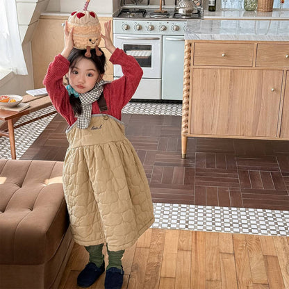 -キルティング サロペットスカート ジャンパースカート 中綿入り【mh0011419】 - mamahalo shop - ノースリーブワンピース -  べビー服 - 子供服 - 男の子 - 女の子