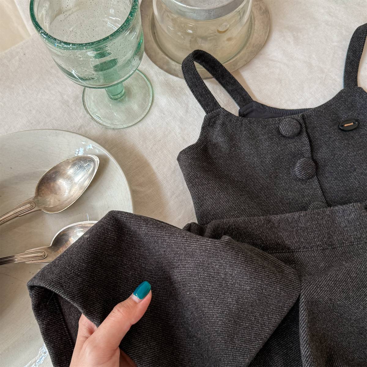 -キャミソールトップス+スカートセットアップ 2点セット ウール調素材【mh0011413】 - mamahalo shop - ノースリーブセットアップ -  べビー服 - 子供服 - 男の子 - 女の子