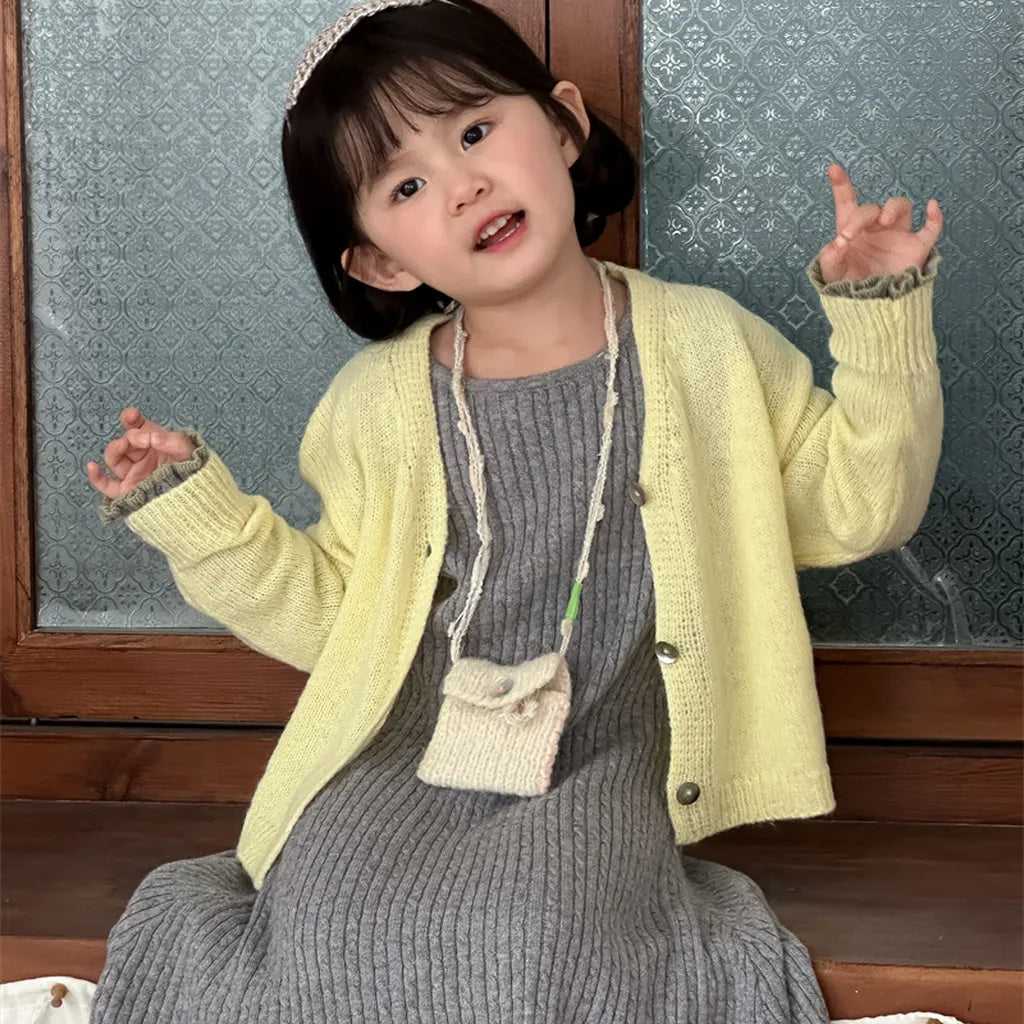 -ショート丈Vネックニットカーディガン【mh0011255】 - mamahalo shop - カーディガン・パーカー -  べビー服 - 子供服 - 男の子 - 女の子