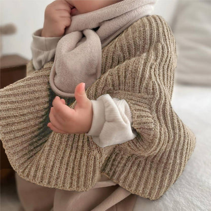 -ニットポンチョ マント リブ編み ハイネック 袖穴付き アウター【mh0011370】 - mamahalo shop - カーディガン・パーカー -  べビー服 - 子供服 - 男の子 - 女の子