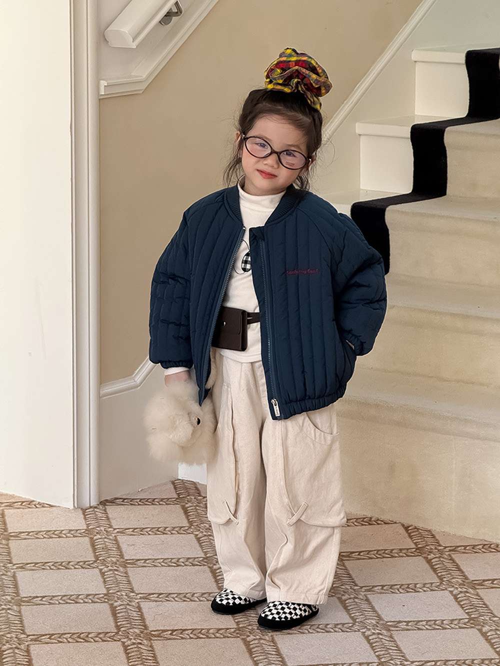 長袖ハイネックトップス | アップリケ刺繍 | 裏起毛モックネックカットソー【mh0011471】