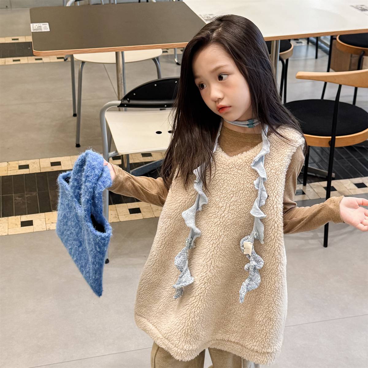 -シープボアジャンパースカート ノースリーブ ふわふわ素材 ワンピース【mh0011420】 - mamahalo shop - ノースリーブワンピース -  べビー服 - 子供服 - 男の子 - 女の子