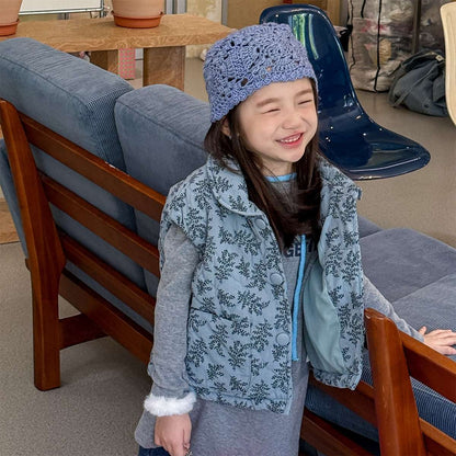 -キルティングベスト ノースリーブ 中綿入り 花柄プリント【mh0011425】 - mamahalo shop - ベスト -  べビー服 - 子供服 - 男の子 - 女の子