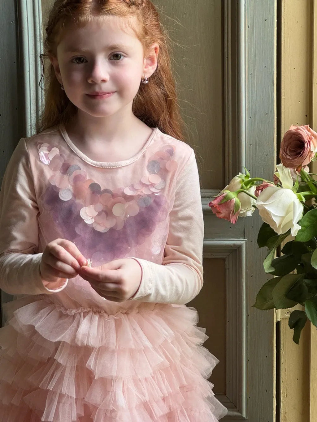 -スパンコールチュール長袖ドレスワンピース【mh0011216】 - mamahalo shop - 長袖ワンピース -  べビー服 - 子供服 - 男の子 - 女の子