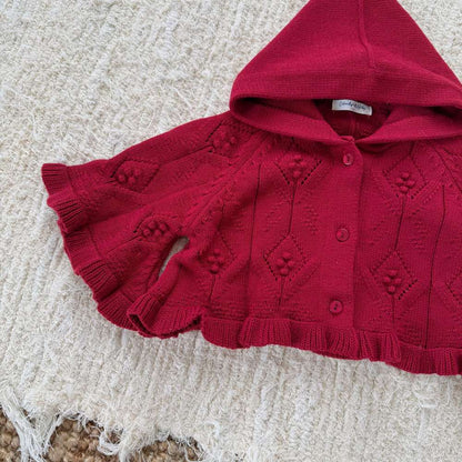 フーディポンチョ フード付きケープ 赤ずきんちゃん カーディガン【mh0011524】