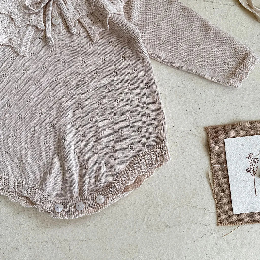 -ビッグカラーリボン付きニットロンパース【mh0011149】 - mamahalo shop - 長袖ロンパース -  べビー服 - 子供服 - 男の子 - 女の子