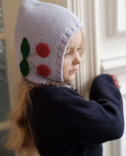 Knit hat/headband with flower crochet embroidery, perfect for warmth and protection for babies and kids [mh0011553]