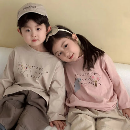 -手描き風イラスト長袖Tシャツ【mh0011229】 - mamahalo shop - 長袖Tシャツ -  べビー服 - 子供服 - 男の子 - 女の子