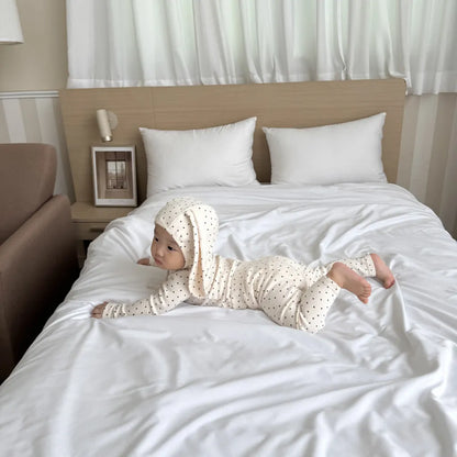 -ハートプリントトップス+レギンスセット うさ耳帽子 3点セット【mh0011177】 - mamahalo shop - 長袖セットアップ -  べビー服 - 子供服 - 男の子 - 女の子