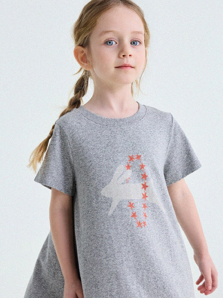 Rabbit Print A-line T-shirt Dress Aライン 半袖ワンピース【mh0013189】