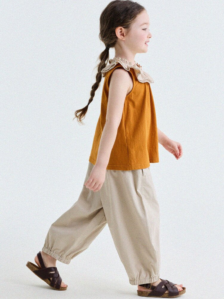 Ruffle Collar Cotton Vest フリルカラー ノースリーブブラウス【mh0013202】