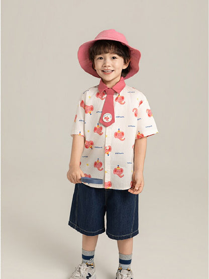 Elephant Whale Shirt ネクタイ付 アニマル 半袖シャツ【mh0012735】