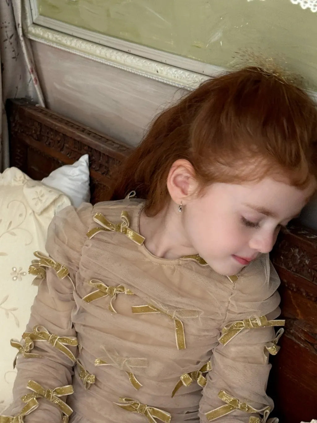 -ベロアリボンチュールロングドレスワンピース【mh0011210】 - mamahalo shop - 長袖ワンピース -  べビー服 - 子供服 - 男の子 - 女の子