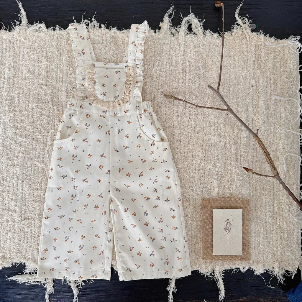 -フラワープリントフリルサロペットオーバーオール【mh0011168】 - mamahalo shop - サロペットパンツ・サスペンダーパンツ -  べビー服 - 子供服 - 男の子 - 女の子