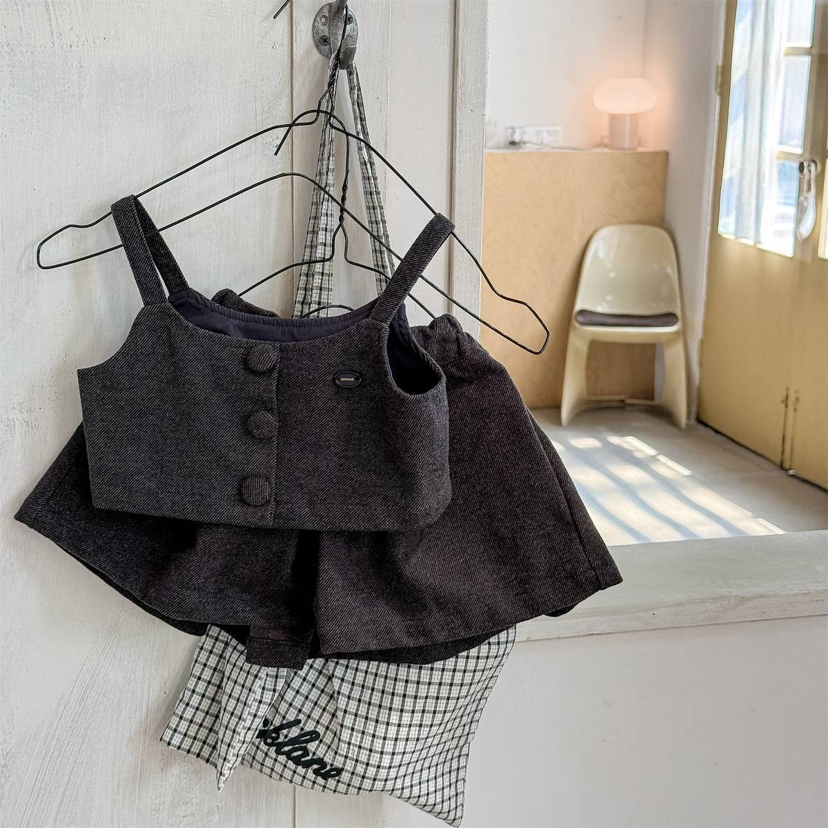 -キャミソールトップス+スカートセットアップ 2点セット ウール調素材【mh0011413】 - mamahalo shop - ノースリーブセットアップ -  べビー服 - 子供服 - 男の子 - 女の子