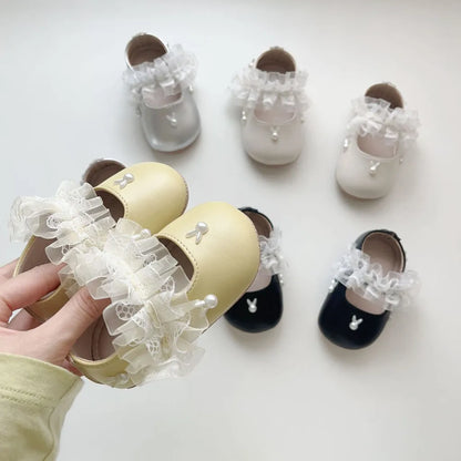 -うさぎ刺繍ストラップシューズ ハートモチーフ付きベビーシューズ【mh0011071】 - mamahalo shop - ベビー用靴 -  べビー服 - 子供服 - 男の子 - 女の子