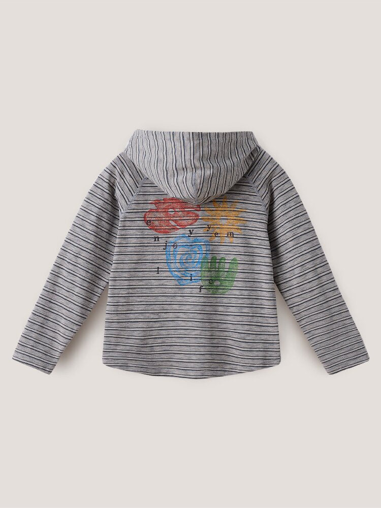 キッズ ジュニア ボーダー フード付き 長袖Tシャツ【mh0014253】