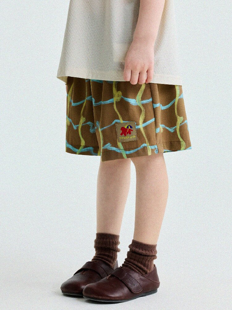 Abstract Line Quick-Dry Shorts ワッペン ハーフパンツ【mh0013197】