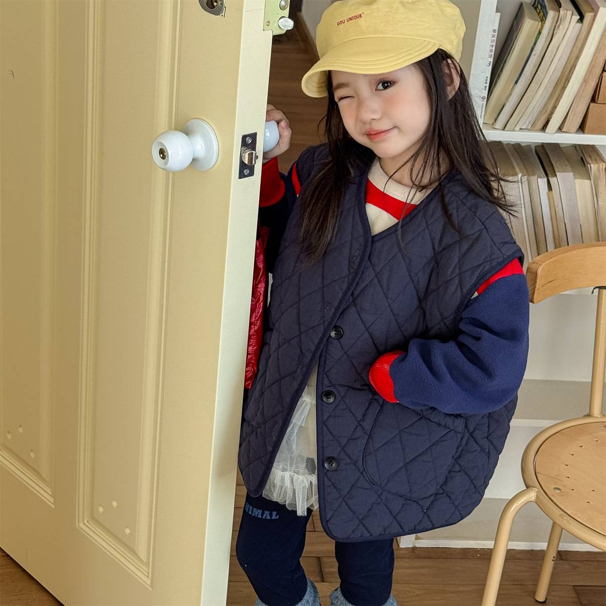 -キルティングベスト ノースリーブ 刺繍ロゴ 中綿入り アウター【mh0011411】 - mamahalo shop - ベスト -  べビー服 - 子供服 - 男の子 - 女の子