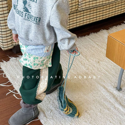 -フリーススウェットパンツ サイドレースデザイン あったか長ズボン【mh0011427】 - mamahalo shop - ロングパンツ・スウェットパンツ -  べビー服 - 子供服 - 男の子 - 女の子