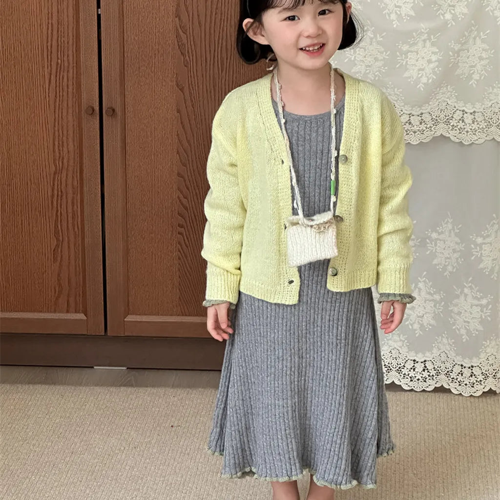 -ショート丈Vネックニットカーディガン【mh0011255】 - mamahalo shop - カーディガン・パーカー -  べビー服 - 子供服 - 男の子 - 女の子