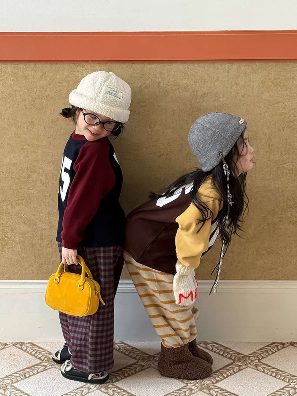 Long pants, brushed lining, check pattern, straight pants [mh0011463]