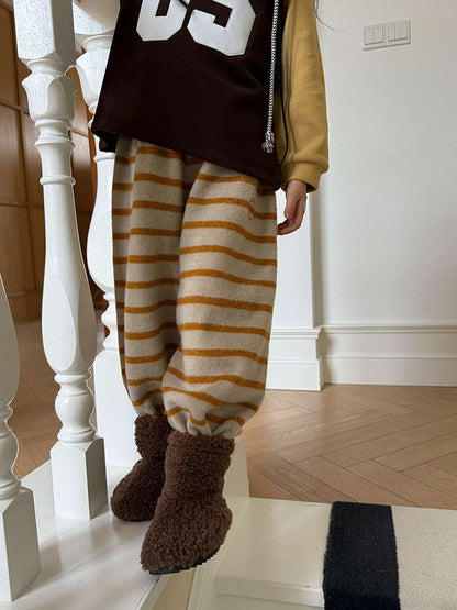 ロングボアパンツ もこもこ ボーダー スウェットパンツ【mh0011465】