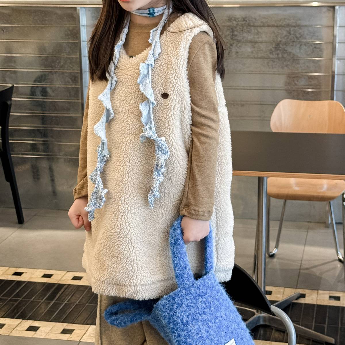 -シープボアジャンパースカート ノースリーブ ふわふわ素材 ワンピース【mh0011420】 - mamahalo shop - ノースリーブワンピース -  べビー服 - 子供服 - 男の子 - 女の子