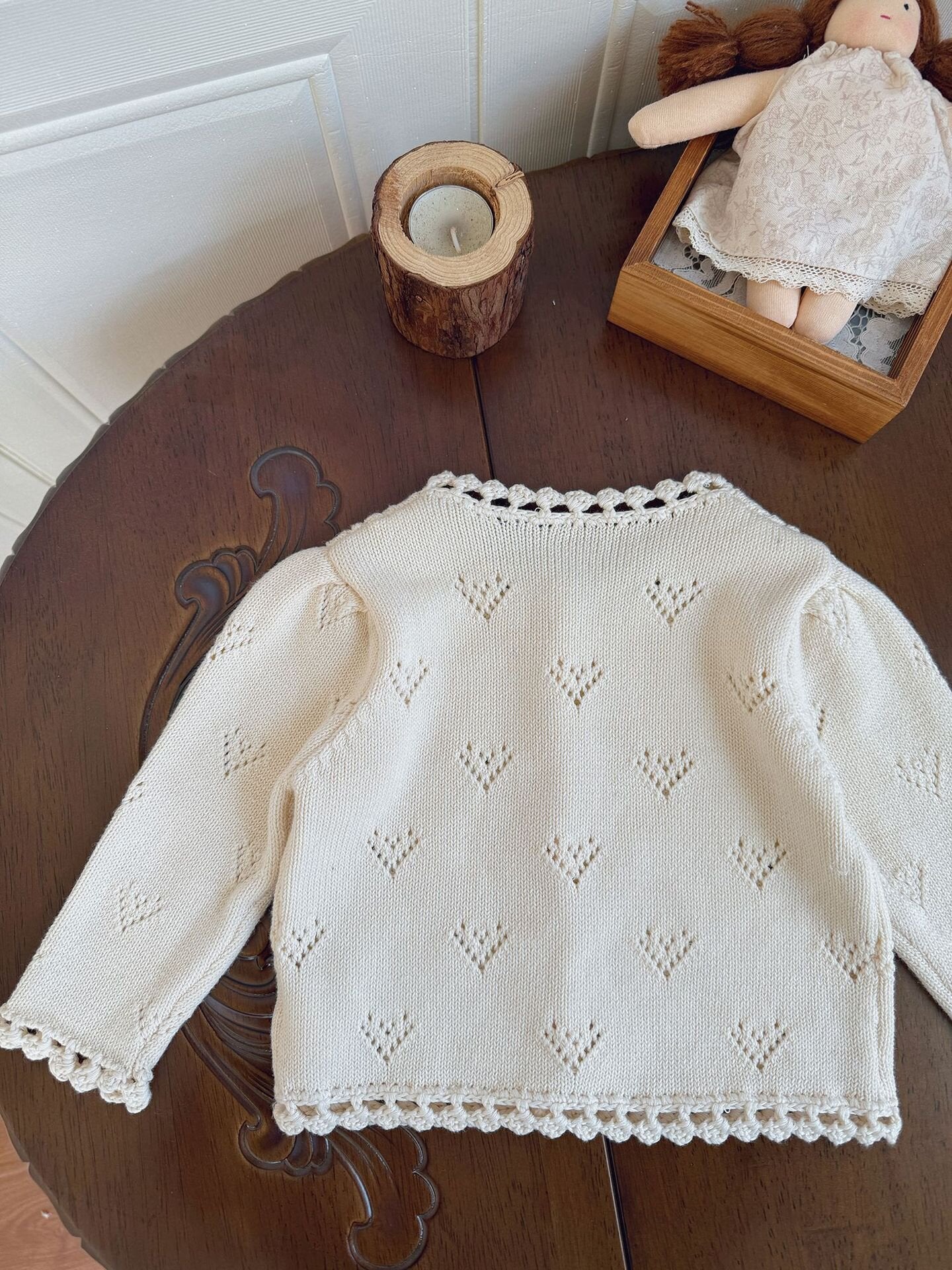 Hand-Knit Style Lace Cardigan クロシェ風 レース カーディガン【mh0012157】