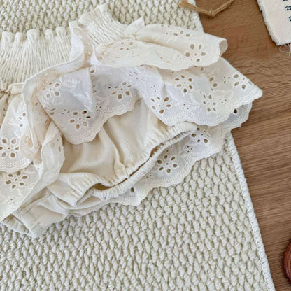 フリルブルマパンツ レース シャーリング ショートパンツ【mh0011513】