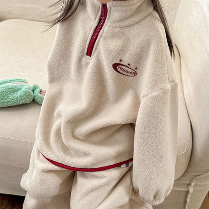 長袖フリースジャケット+ロングパンツ 2点セット もこもこセットアップ【mh0011434】