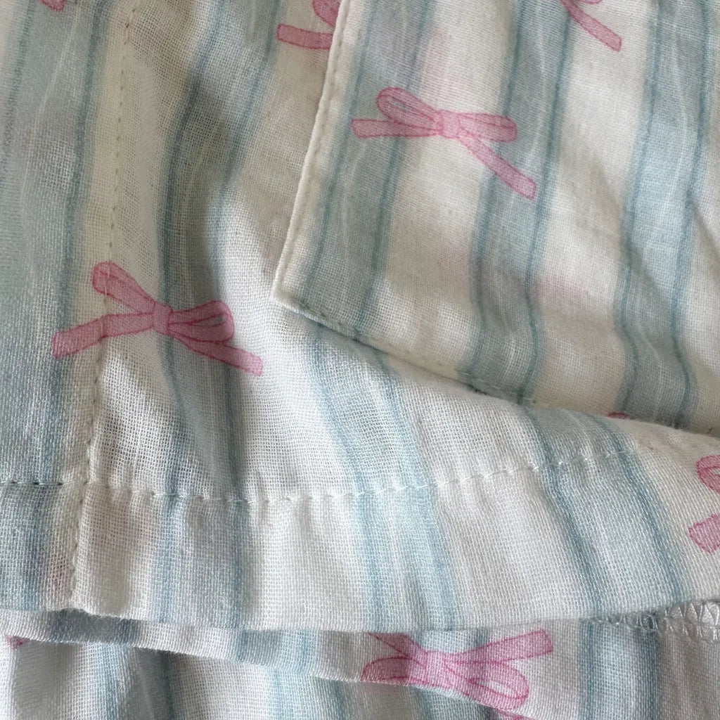 -ストライプくま/リボンプリント長袖パジャマセットアップ 2点セット【mh0011232】 - mamahalo shop - 長袖パジャマ -  べビー服 - 子供服 - 男の子 - 女の子