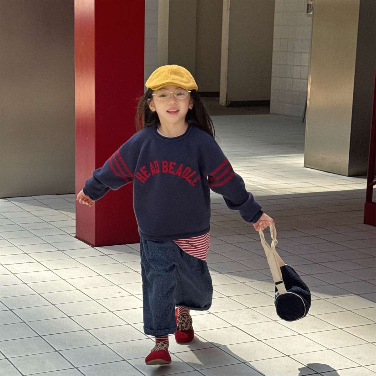 -長袖セーター ニット素材 ラグラン袖 刺繡ロゴ トップス【mh0011422】 - mamahalo shop - ニット・セーター -  べビー服 - 子供服 - 男の子 - 女の子