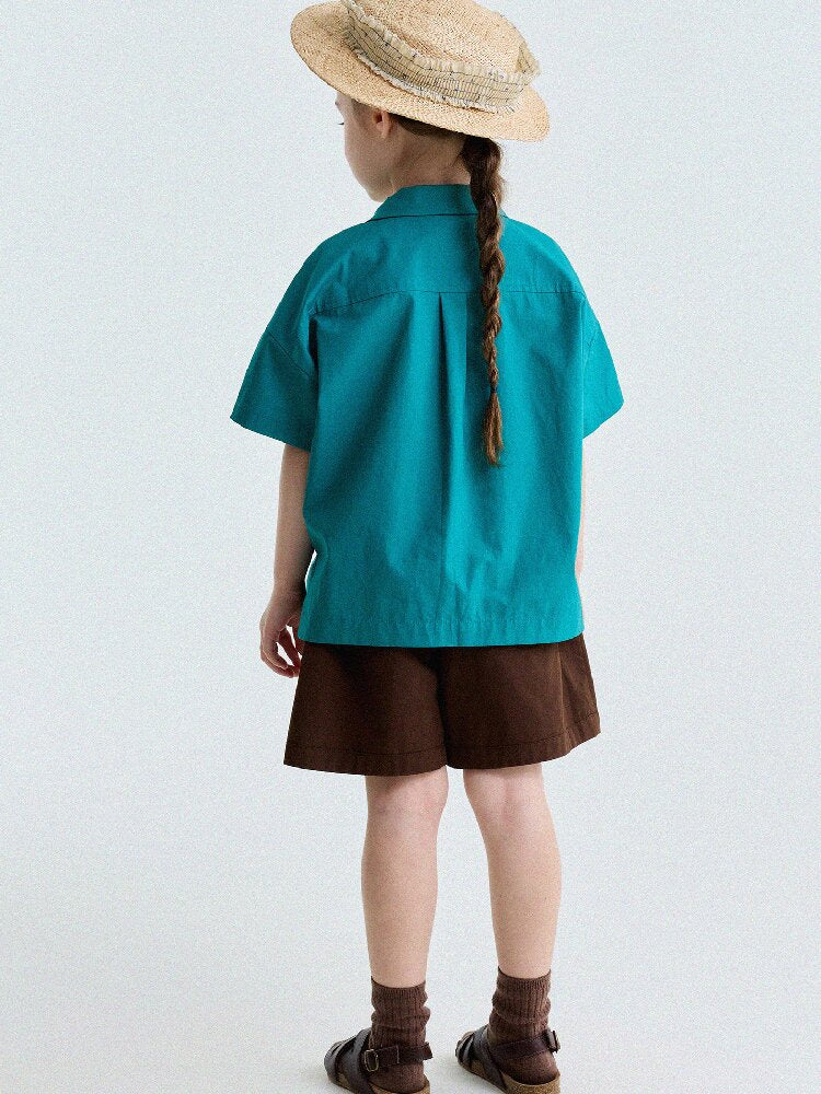 Retro Color-Blocking Short-Sleeved Cotton Shirt レトロ 半袖シャツ【mh0013207】