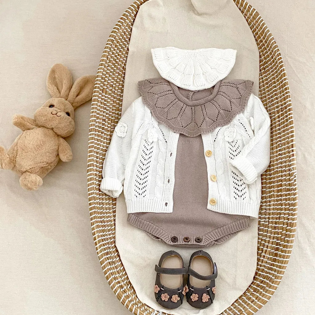 -ラッフルレースニット襟長袖ロンパース【mh0011077】 - mamahalo shop - 長袖ロンパース -  べビー服 - 子供服 - 男の子 - 女の子