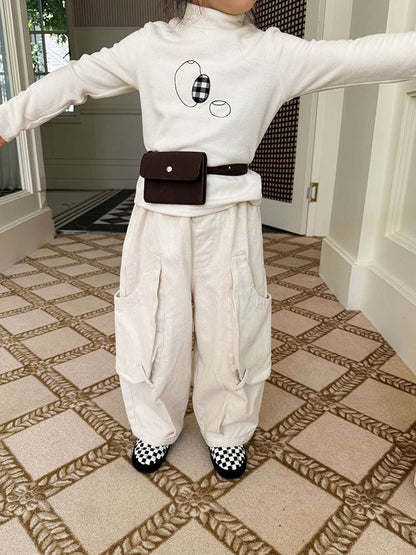 長袖ハイネックトップス | アップリケ刺繍 | 裏起毛モックネックカットソー【mh0011471】