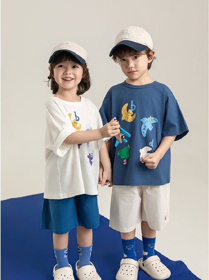 Bird Print Cotton Tee & Wide Shorts 小鳥プリント 半袖Tシャツ ショートパンツ【mh0012729】